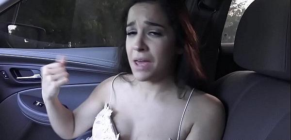 Annika fuck her stepbro inside the car thanking him for consoling as he rams her tight cunt at the back seat!